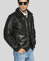 Jett Black Bomber Leather Jacket - Vox Leather