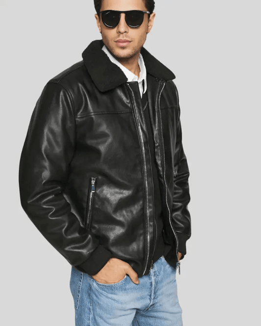 Jett Black Bomber Leather Jacket - Vox Leather