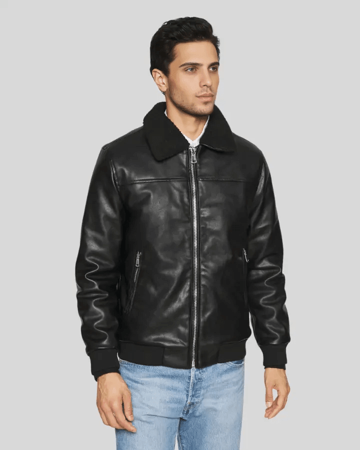 Jett Black Bomber Leather Jacket - Vox Leather