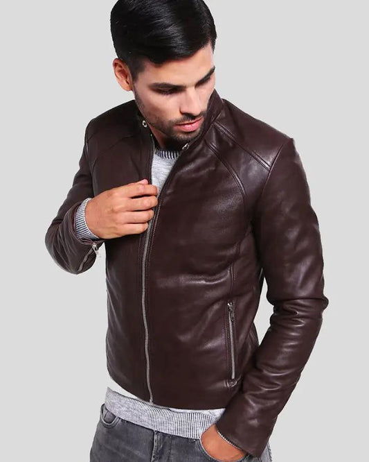Joey Brown Leather Racer Jacket - Vox Leather