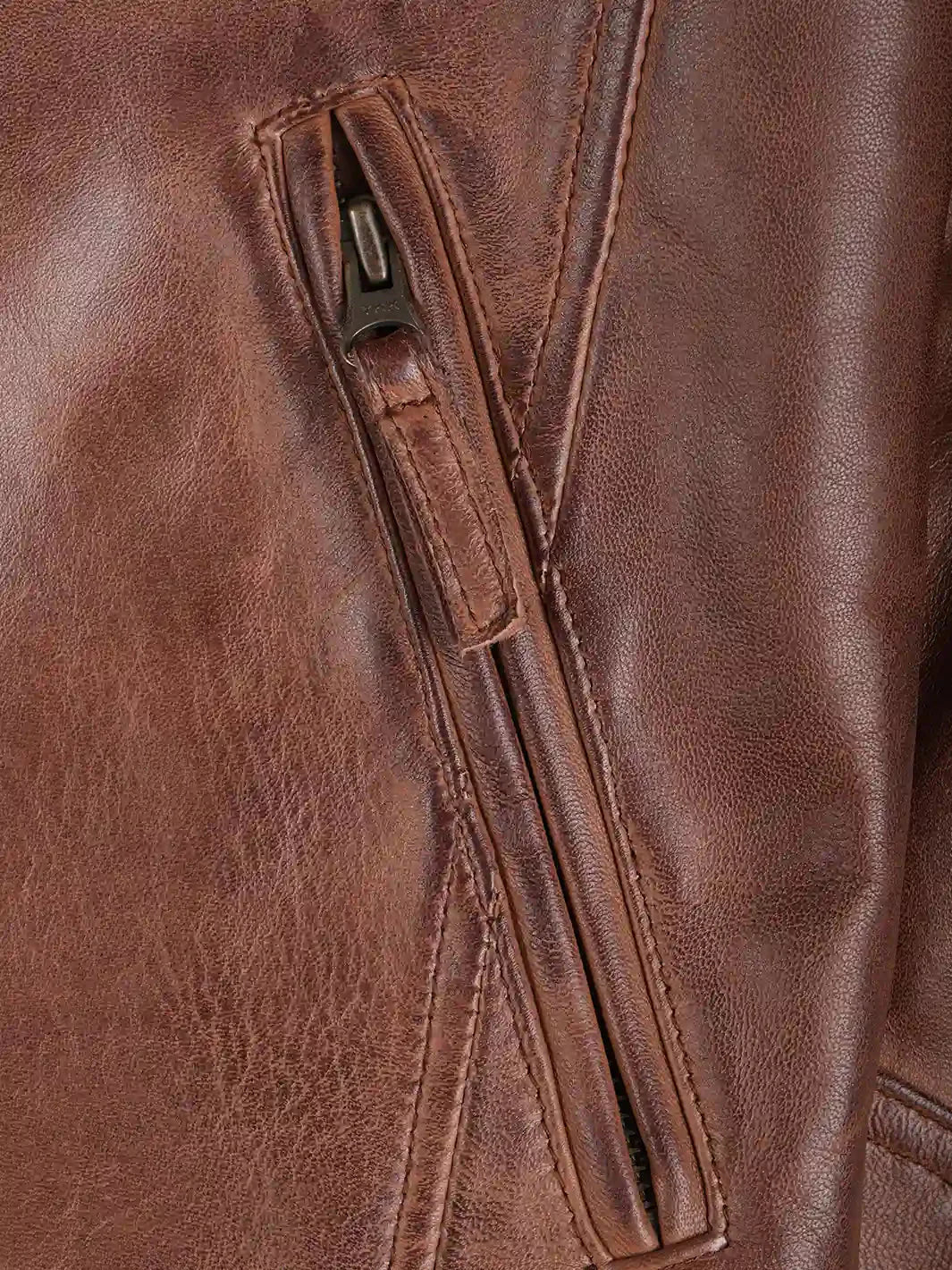 Johnson Men's Cognac Brown Quilted Biker Leather Jacket - Rare Leather
