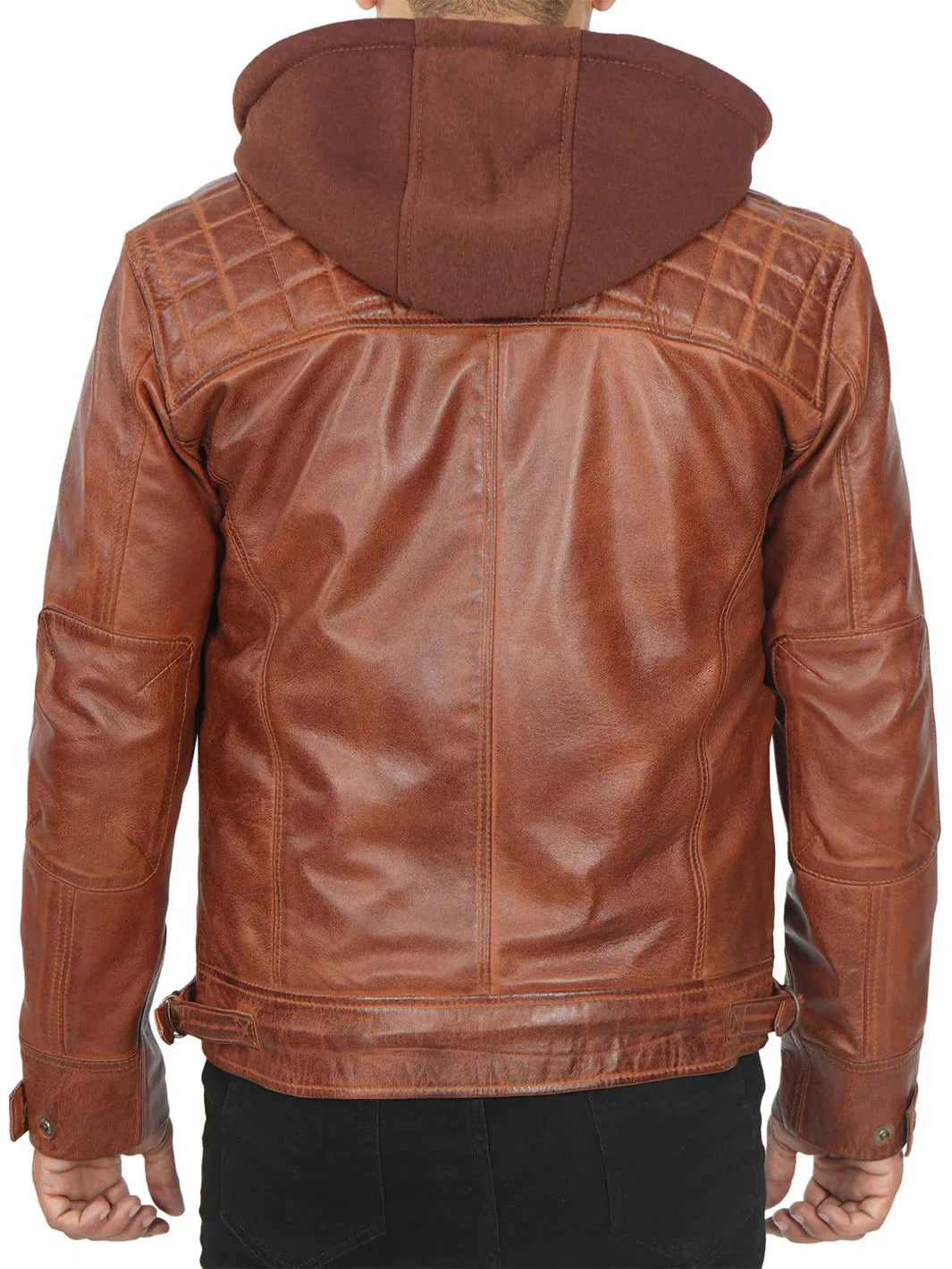 Johnson Mens Tan Hooded Leather Jacket - Rare Leather