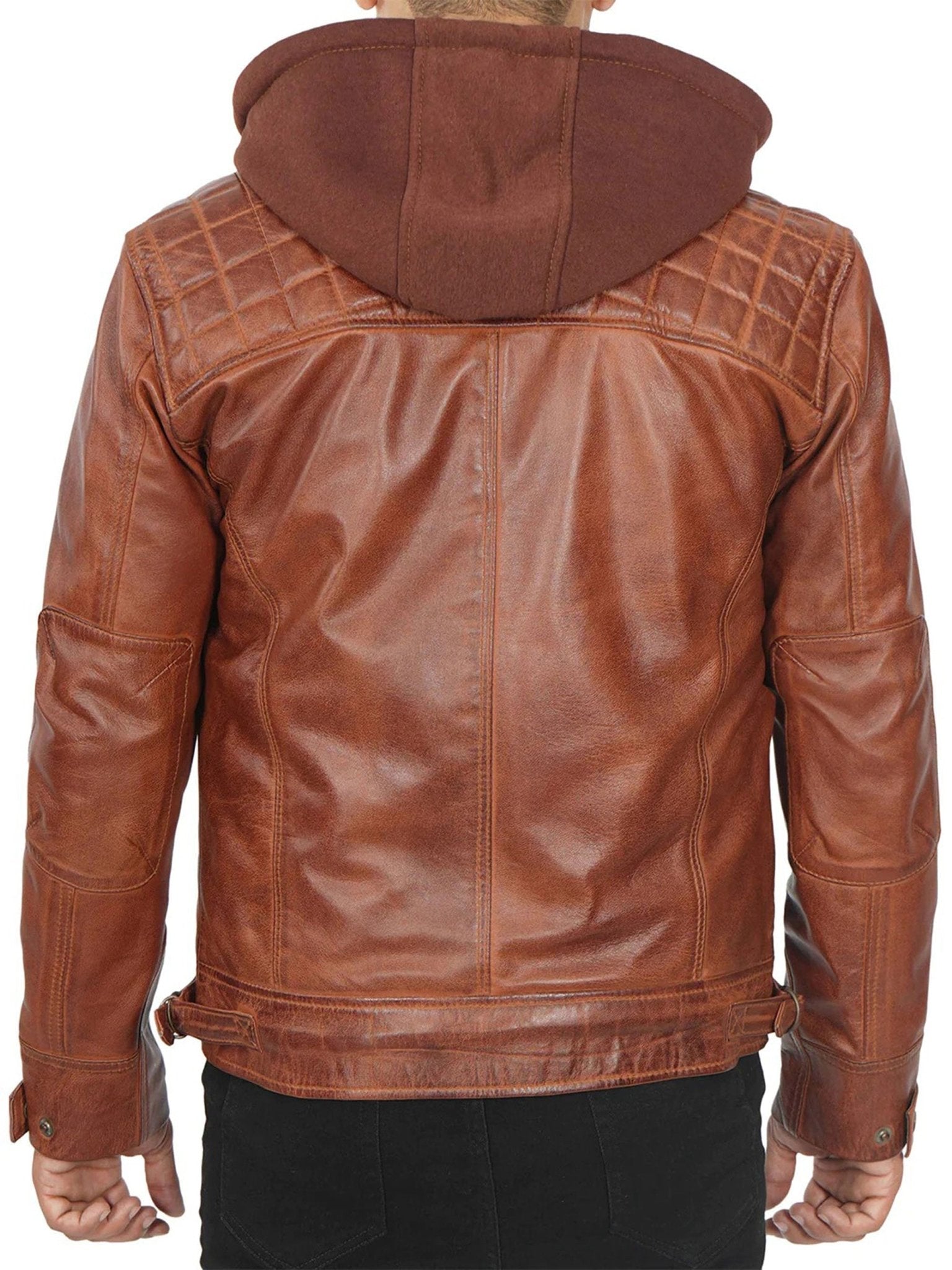 Johnson Mens Tan Hooded Leather Jacket - Rare Leather