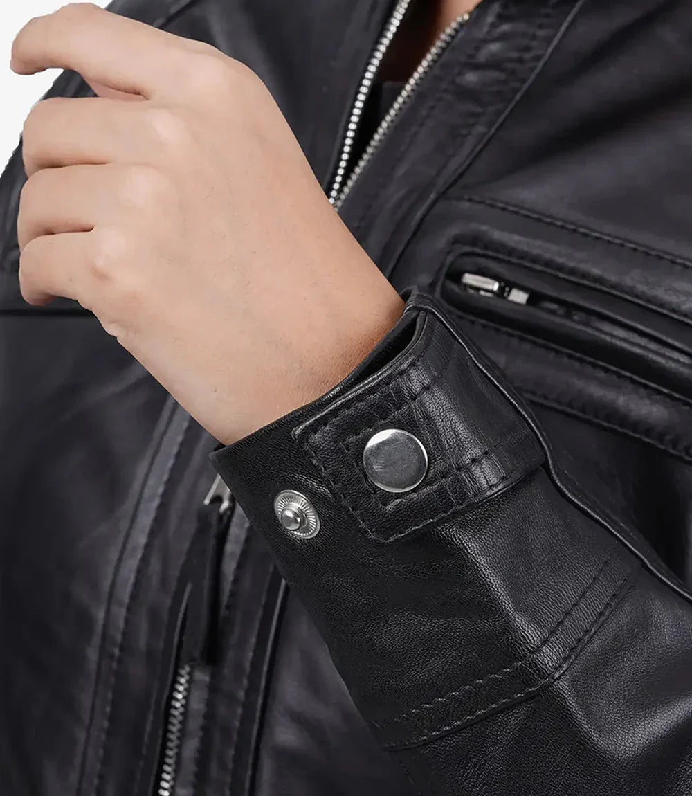 Johnson Women Black Quilted Biker Leather Jacket - Rare Leather