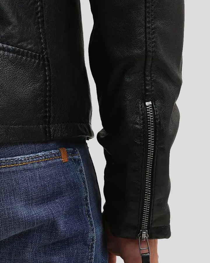 Jose Black Leather Racer Jacket - Rare Leather