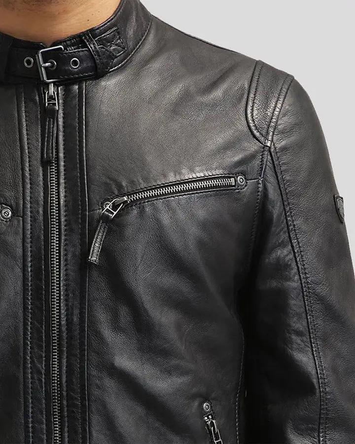 Jose Black Leather Racer Jacket - Rare Leather