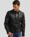 Jose Black Leather Racer Jacket - Rare Leather