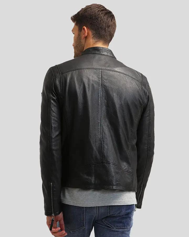 Jose Black Leather Racer Jacket - Rare Leather