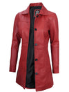 Kandis Women Red Real Leather Car Coat - Rare Leather