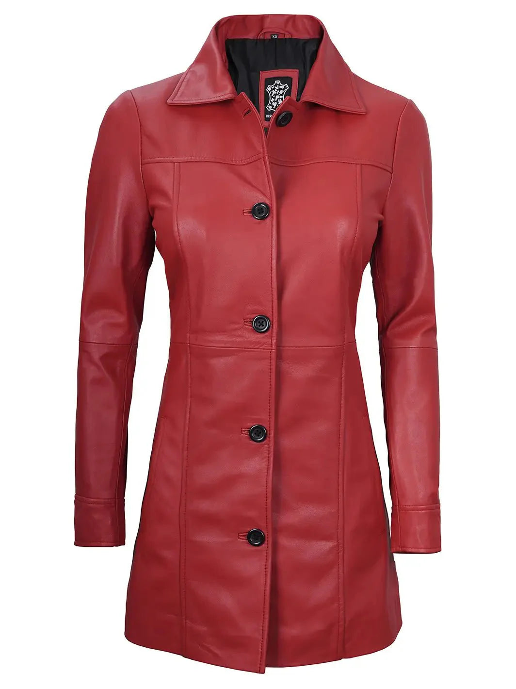 Kandis Women Red Real Leather Car Coat - Rare Leather
