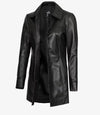 Kandis Womens Black 3/4 Length Leather Car Coat - Rare Leather