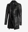 Kandis Womens Black 3/4 Length Leather Car Coat - Vox Leather