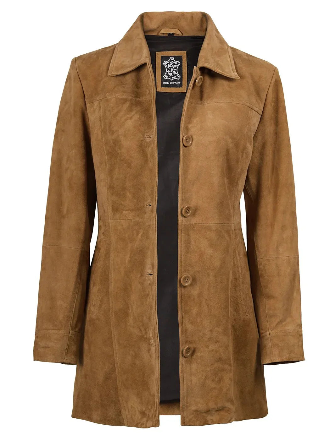 Kandis Womens Brown Suede Car Coat - Rare Leather