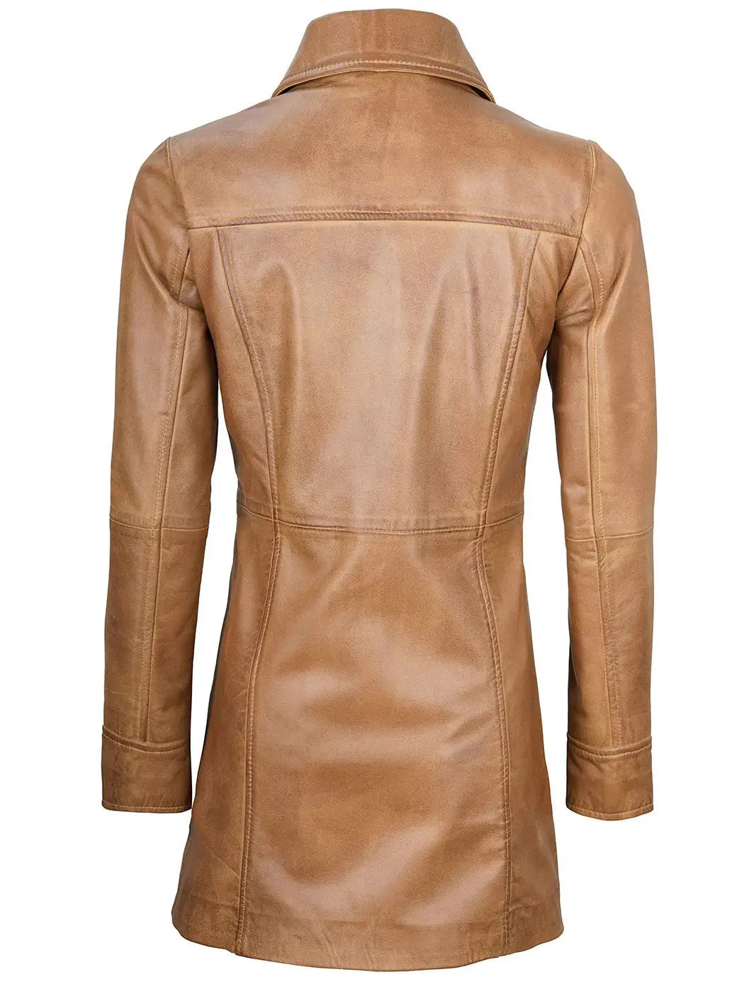 Kandis Womens Camel Brown Real Leather Car Coat - Rare Leather