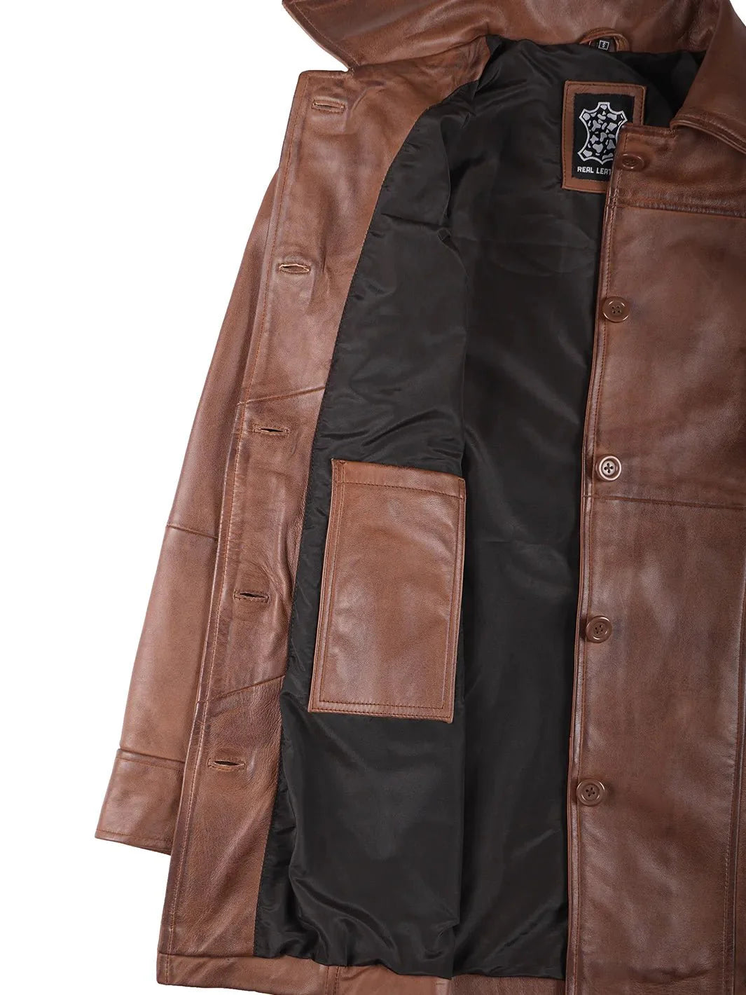 Kandis Women's Cognac Brown Leather Car Coat - Rare Leather