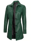 Kandis Women's Green Real Leather Car Coat - Rare Leather