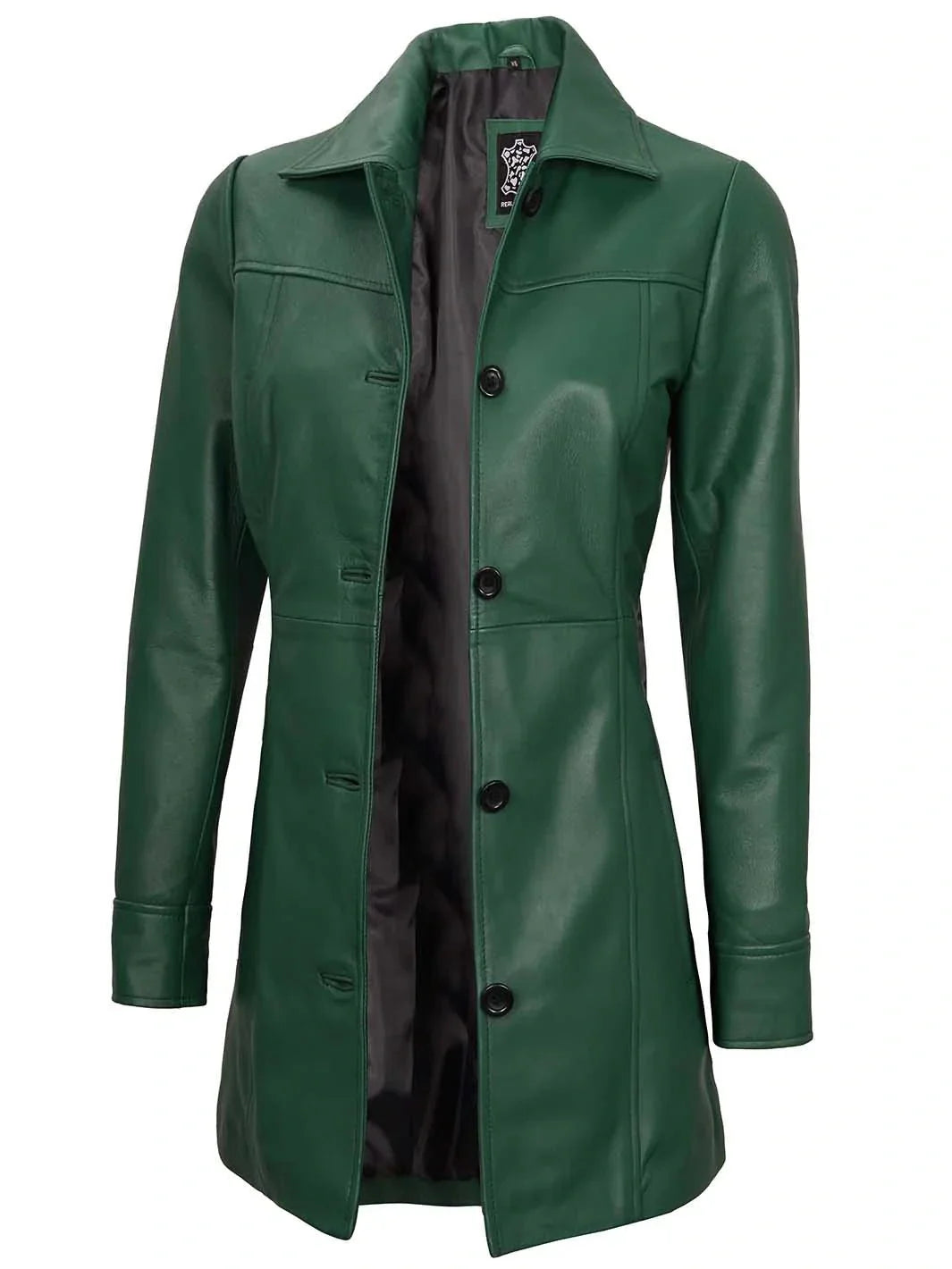 Kandis Women's Green Real Leather Car Coat - Rare Leather