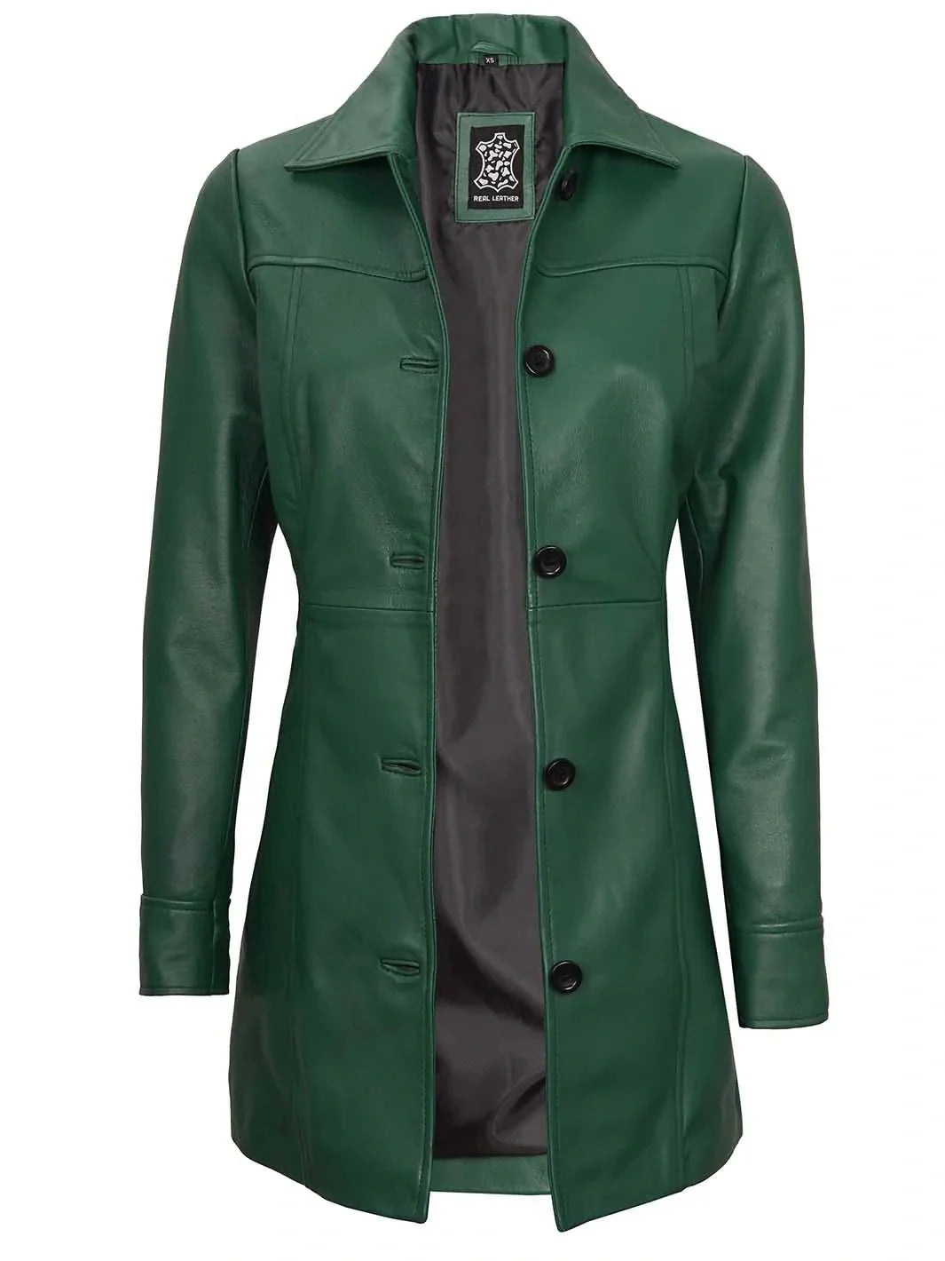 Kandis Women's Green Real Leather Car Coat - Rare Leather
