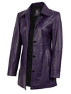 Kandis Women's Leather Purple 3/4 Length Car Coat - Rare Leather
