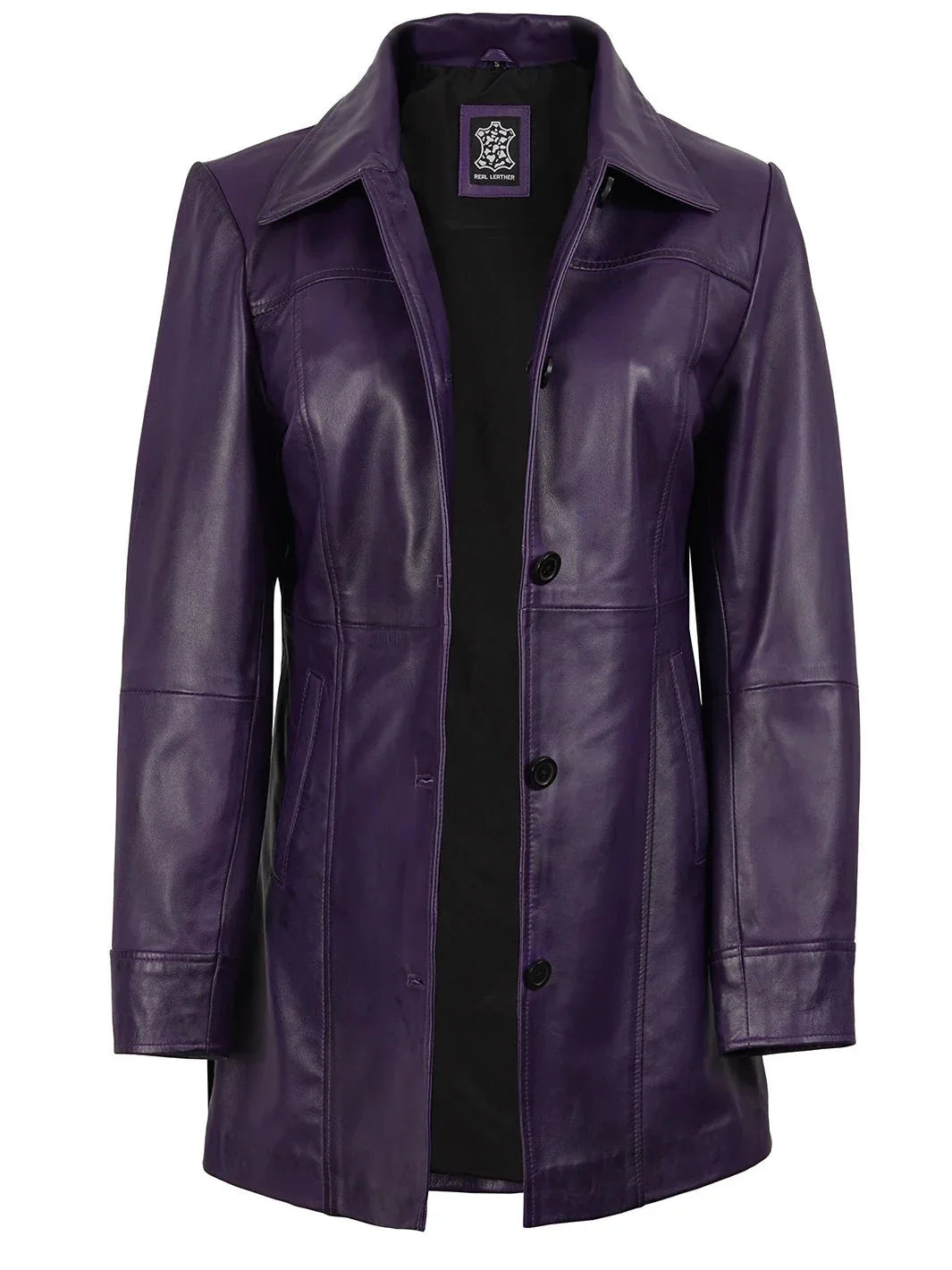 Kandis Women's Leather Purple 3/4 Length Car Coat - Rare Leather