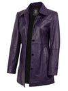 Kandis Women's Leather Purple 3/4 Length Car Coat - Vox Leather