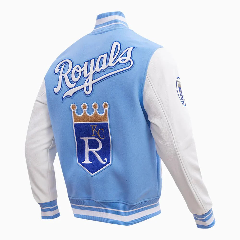 Kansas City Royals MLB Rib Wool Varsity Jacket - Rare Leather