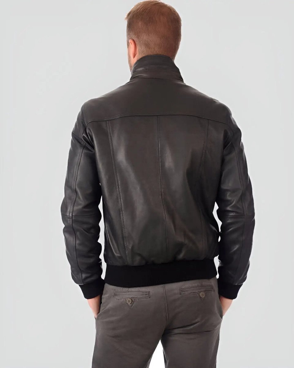Kian Black Bomber Leather Jacket - Vox Leather