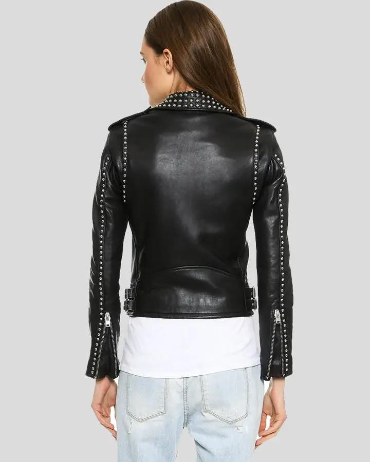 Kimora Black Studded Leather Jacket - Vox Leather