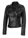 Kirsten Women's Black Asymmetrical Leather Motorcycle Jacket - Rare Leather