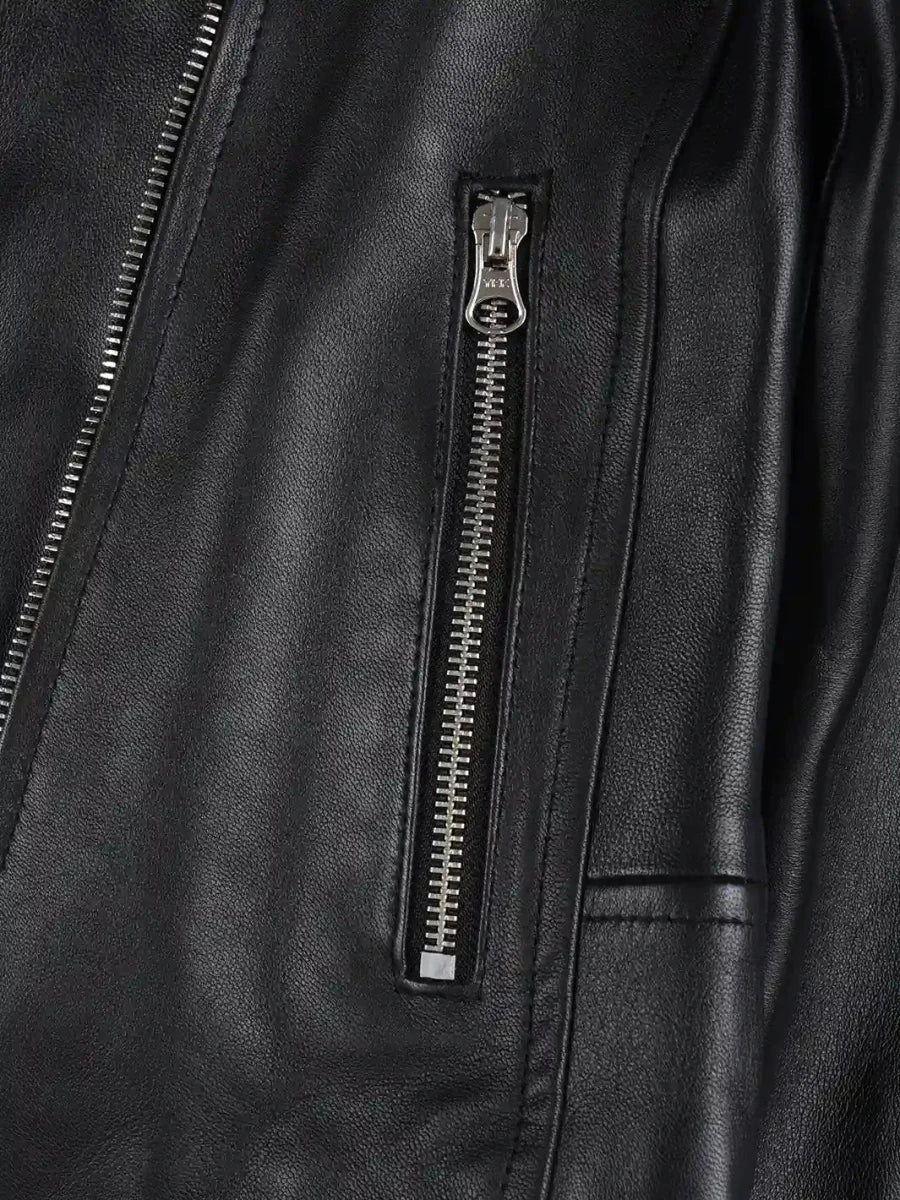 Kirsten Women's Black Asymmetrical Leather Motorcycle Jacket - Vox Leather