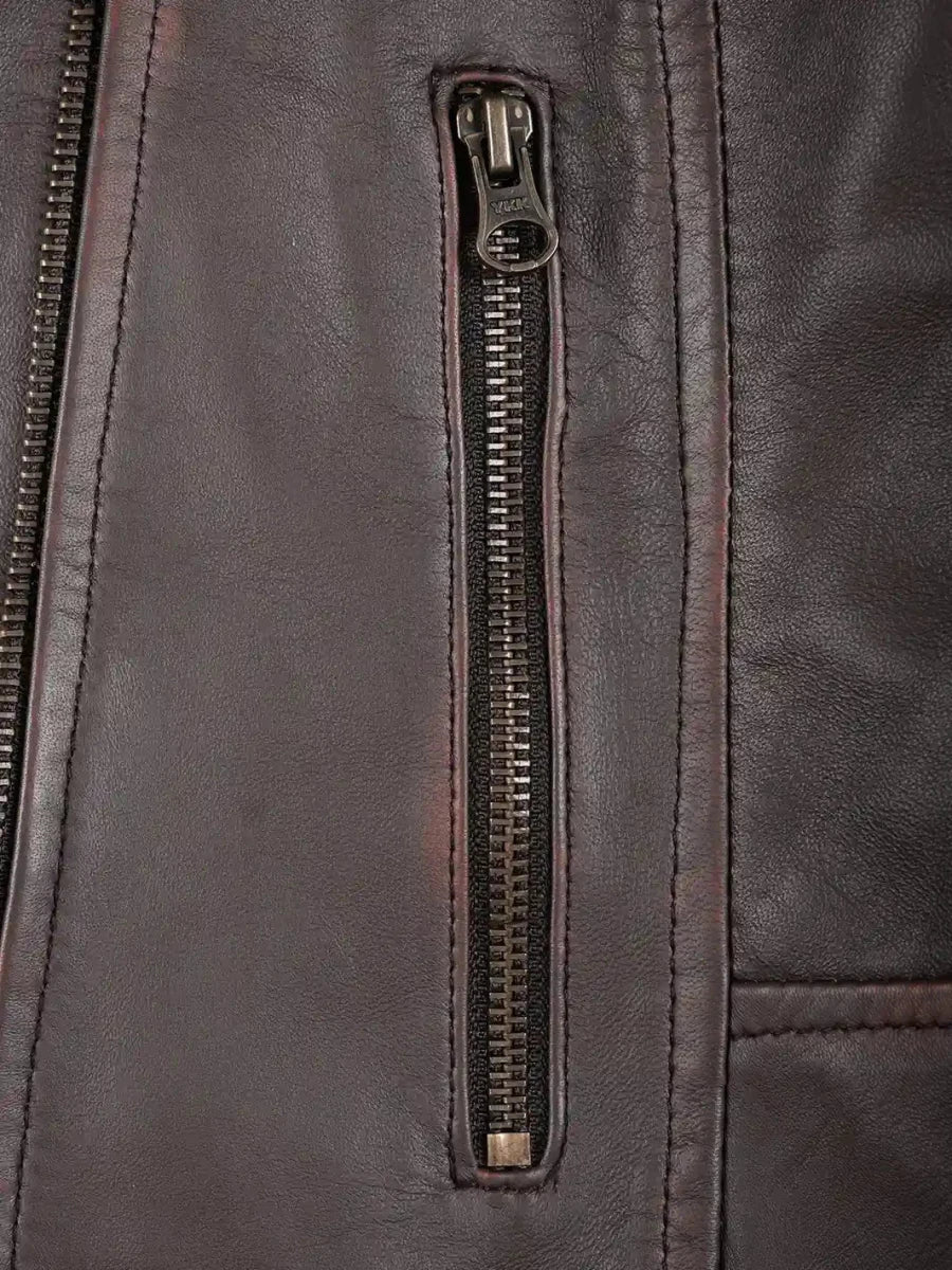 Kirsten Womens Dark Brown Asymmetrical Leather Motorcycle Jacket - Vox Leather