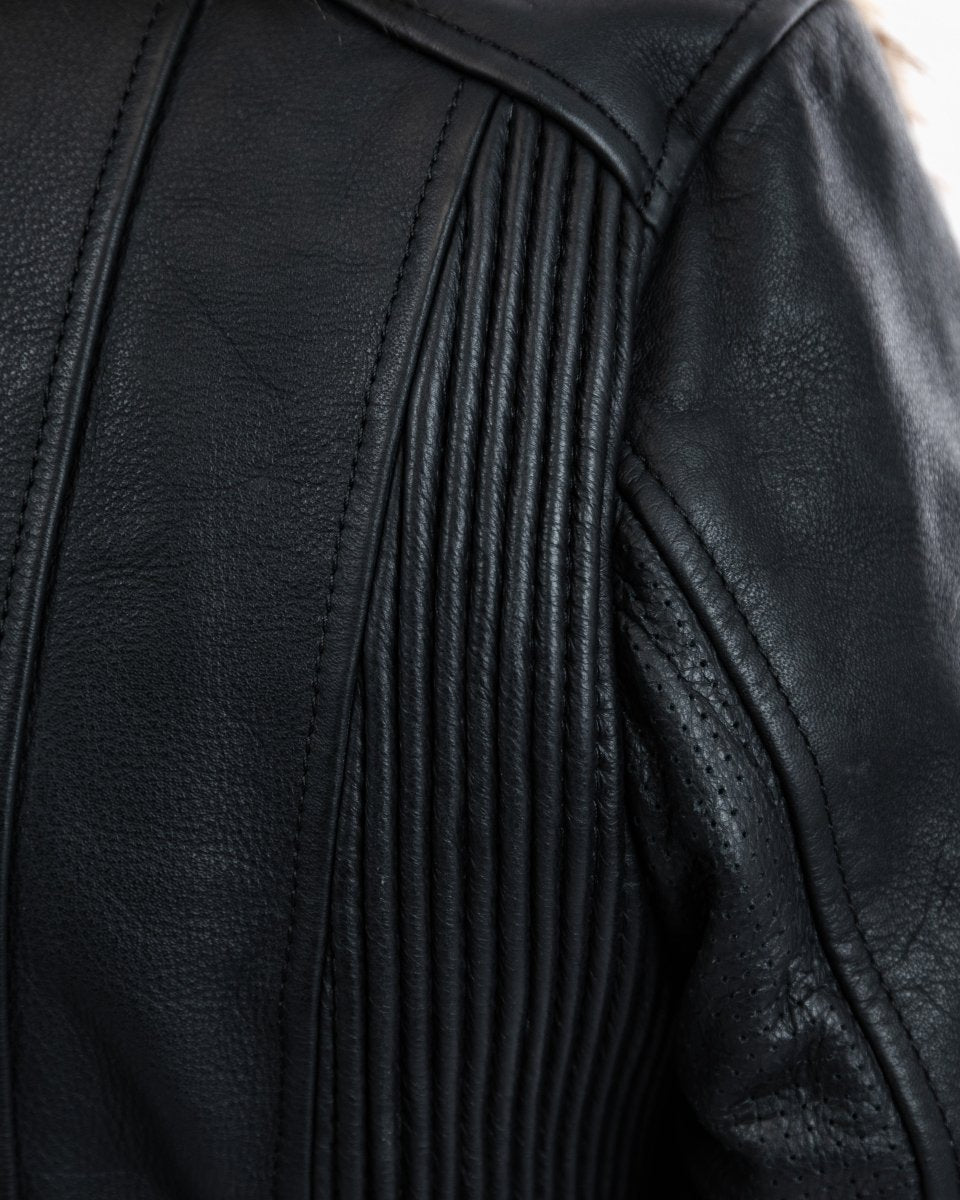 Lancer Ladies Black Leather Motorcycle Jacket - Vox Leather