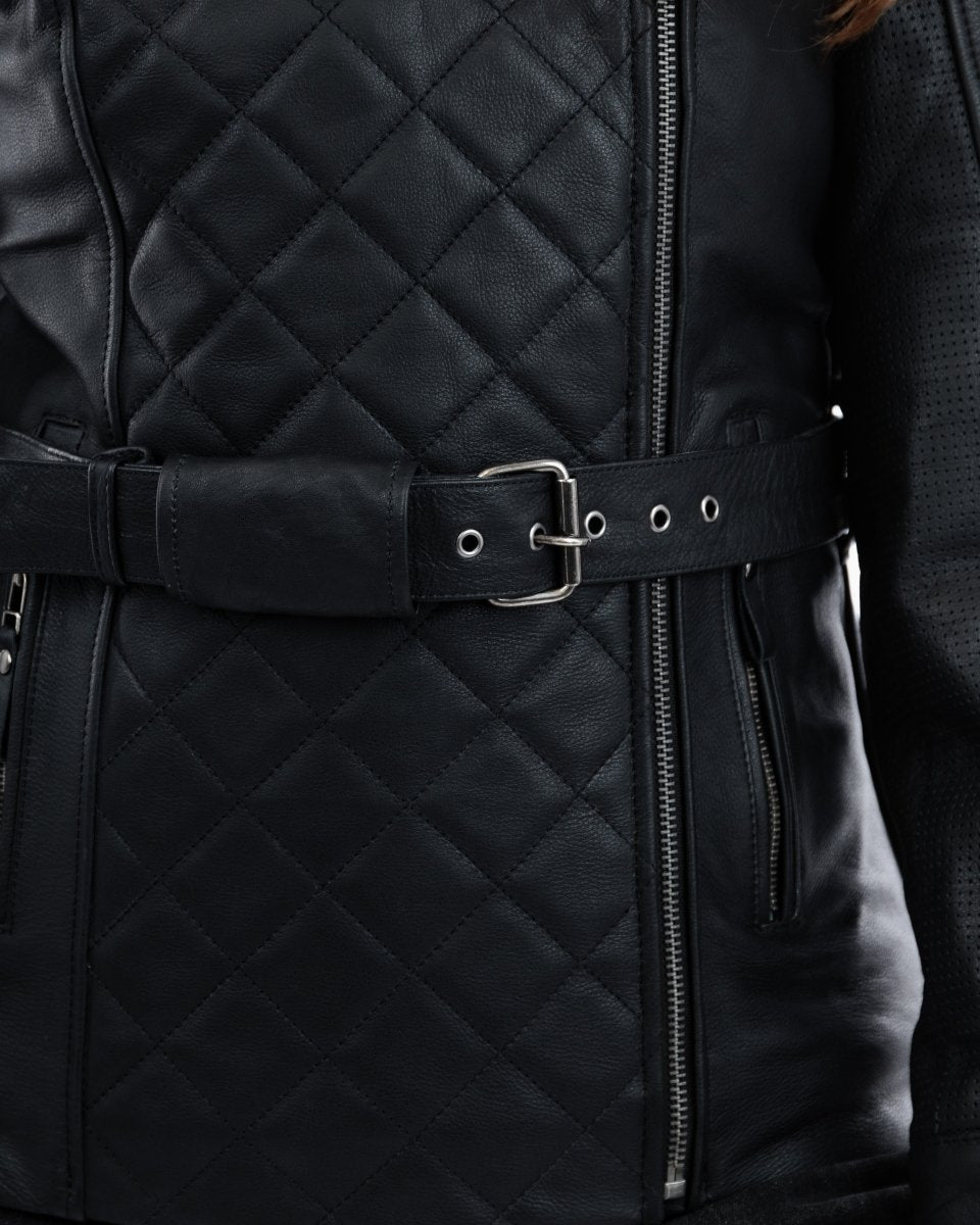 Lancer Ladies Black Leather Motorcycle Jacket - Vox Leather