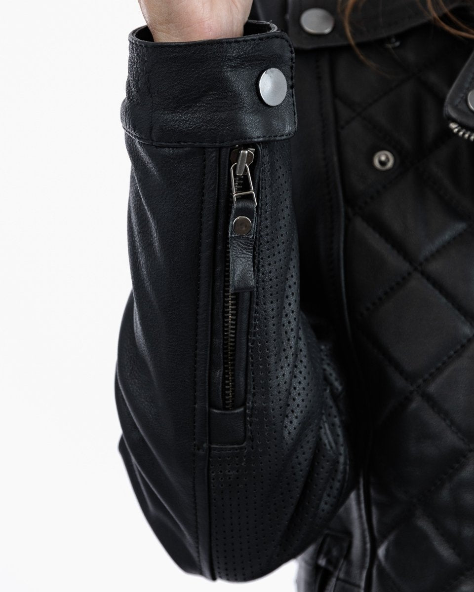 Lancer Ladies Black Leather Motorcycle Jacket - Vox Leather