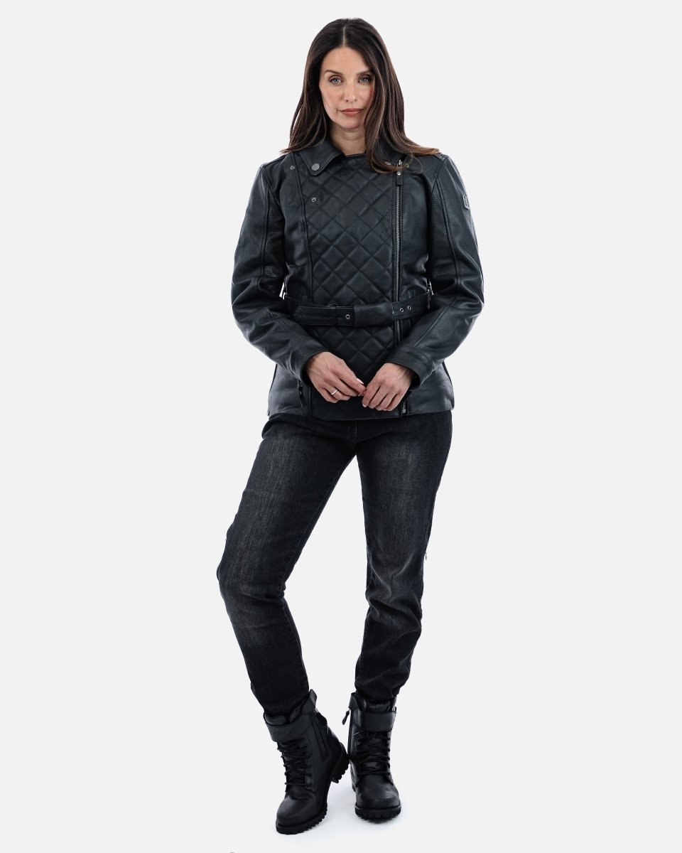 Lancer Ladies Black Leather Motorcycle Jacket - Vox Leather
