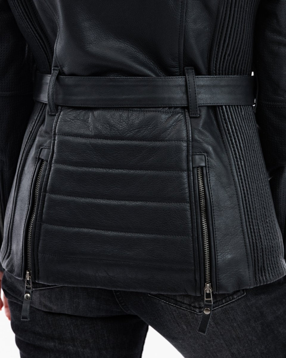 Lancer Ladies Black Leather Motorcycle Jacket - Vox Leather
