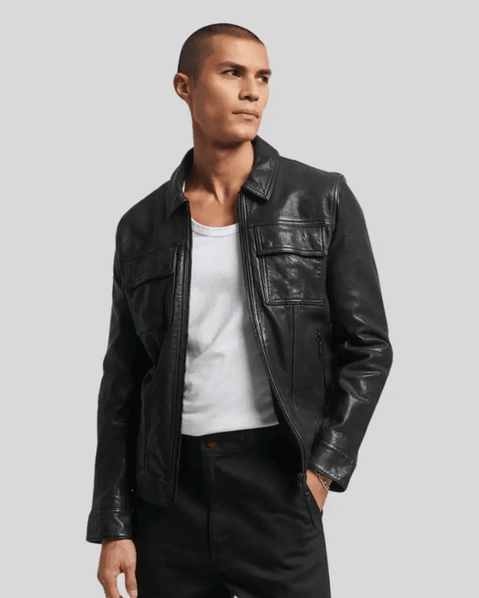 Landon Black Racer Leather Jacket - Vox Leather
