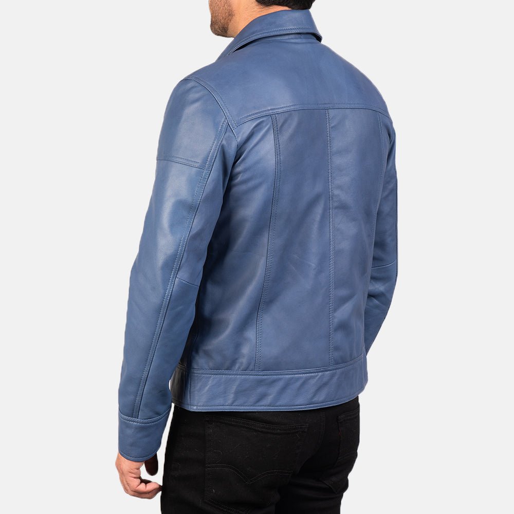 Lavendard Blue Leather Biker Jacket - Vox Leather