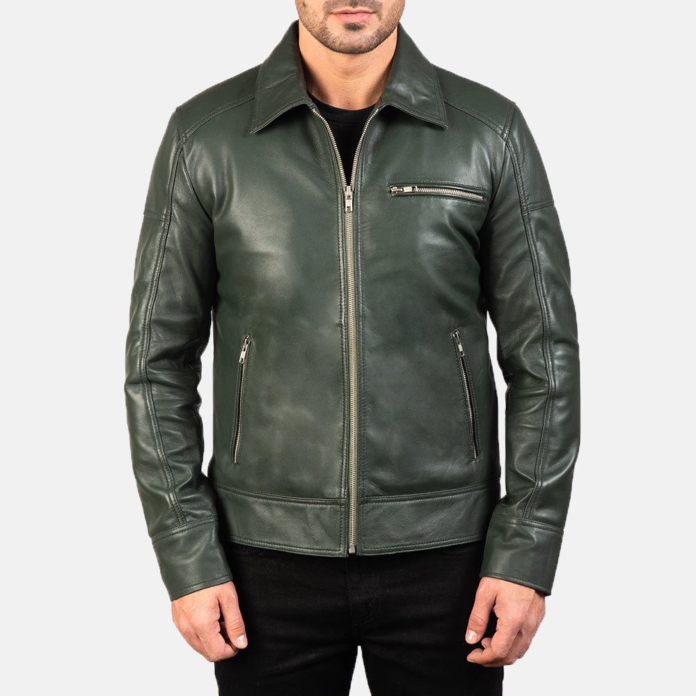 Lavendard Green Leather Biker Jacket - Rare Leather