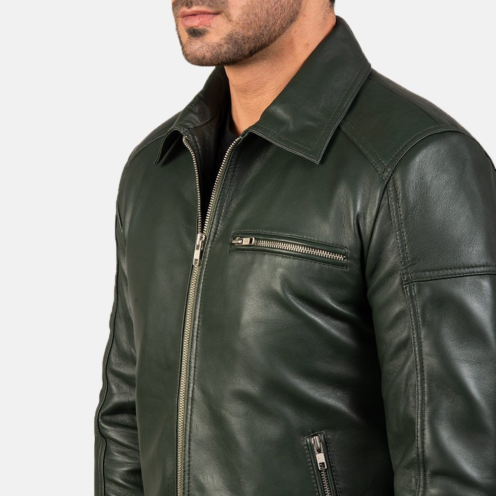 Lavendard Green Leather Biker Jacket - Rare Leather
