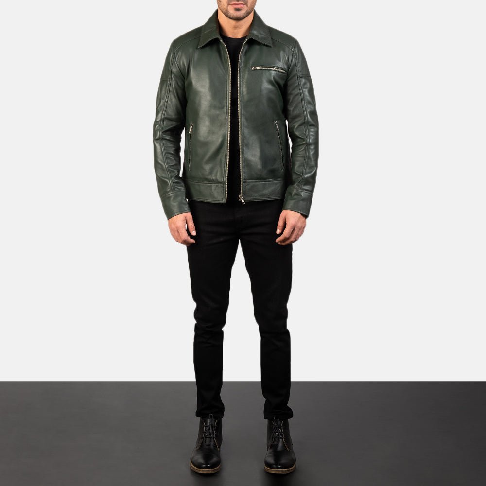 Lavendard Green Leather Biker Jacket - Rare Leather