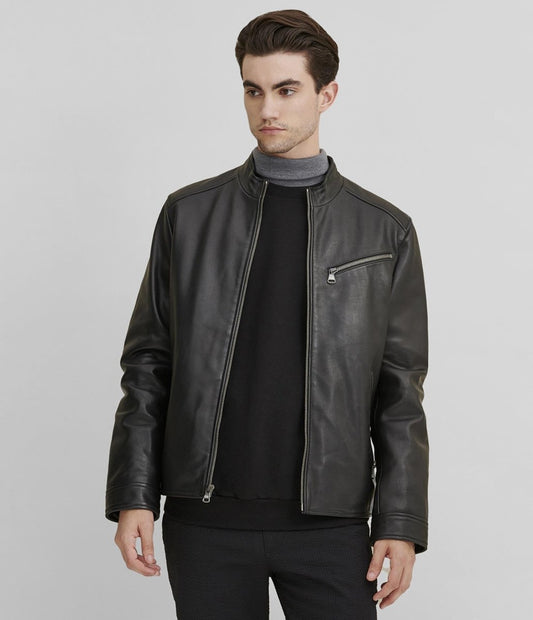 Leather Jacket With Zipper Pockets - Vox Leather