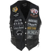 Leather Laced Patch Waistcoat Black Biker Vest - Rare Leather
