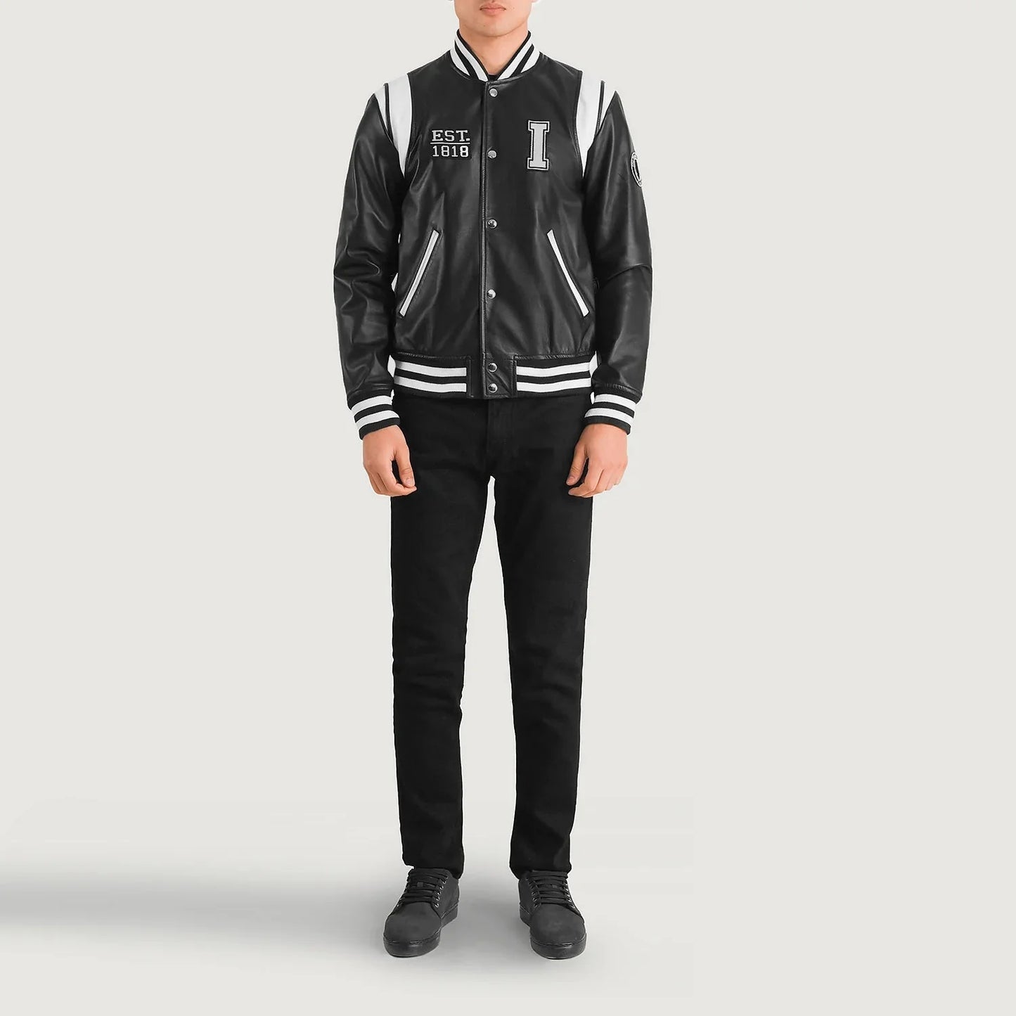 Liberte Illinois Black Leather Varsity Jacket - Rare Leather
