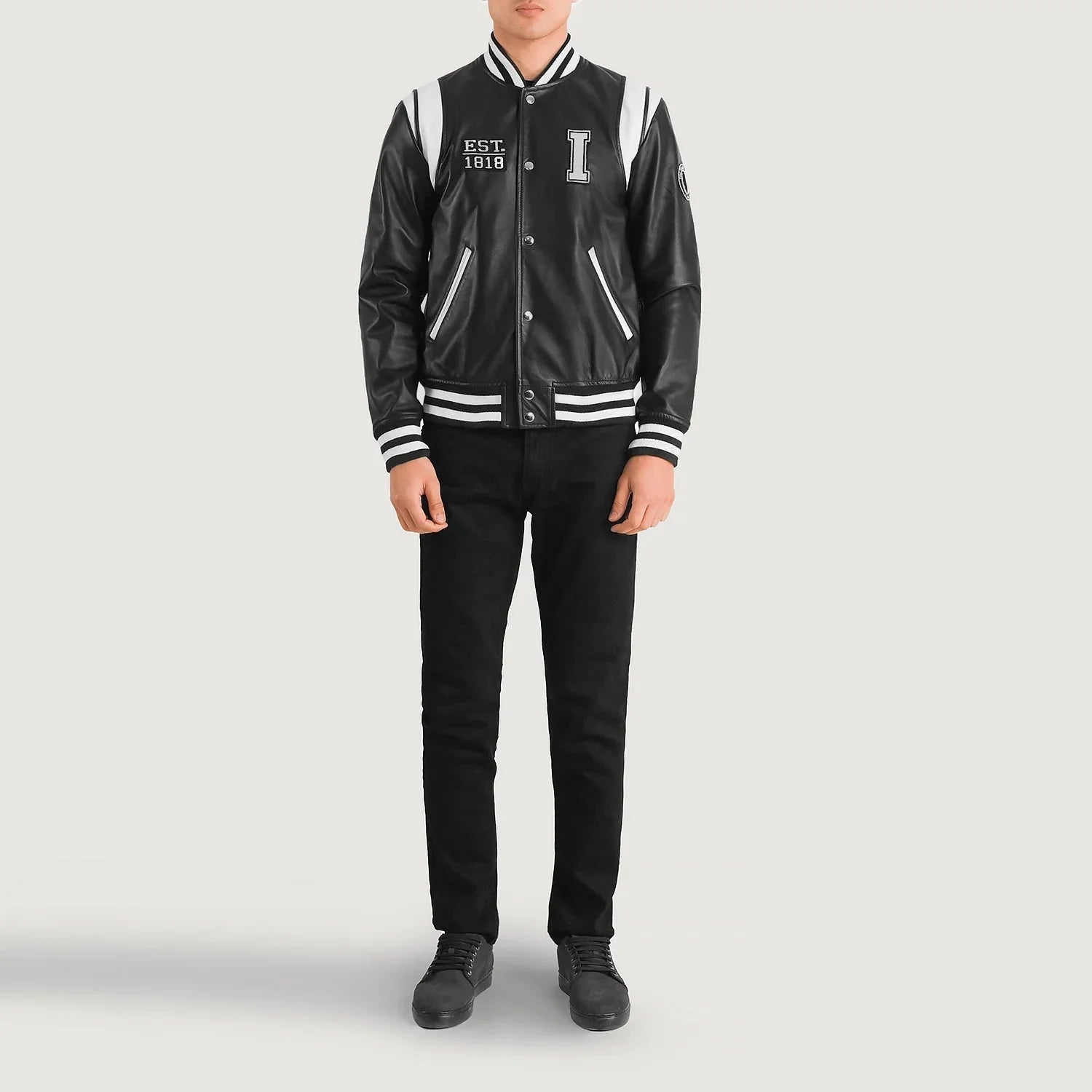 Liberte Illinois Black Leather Varsity Jacket - Rare Leather