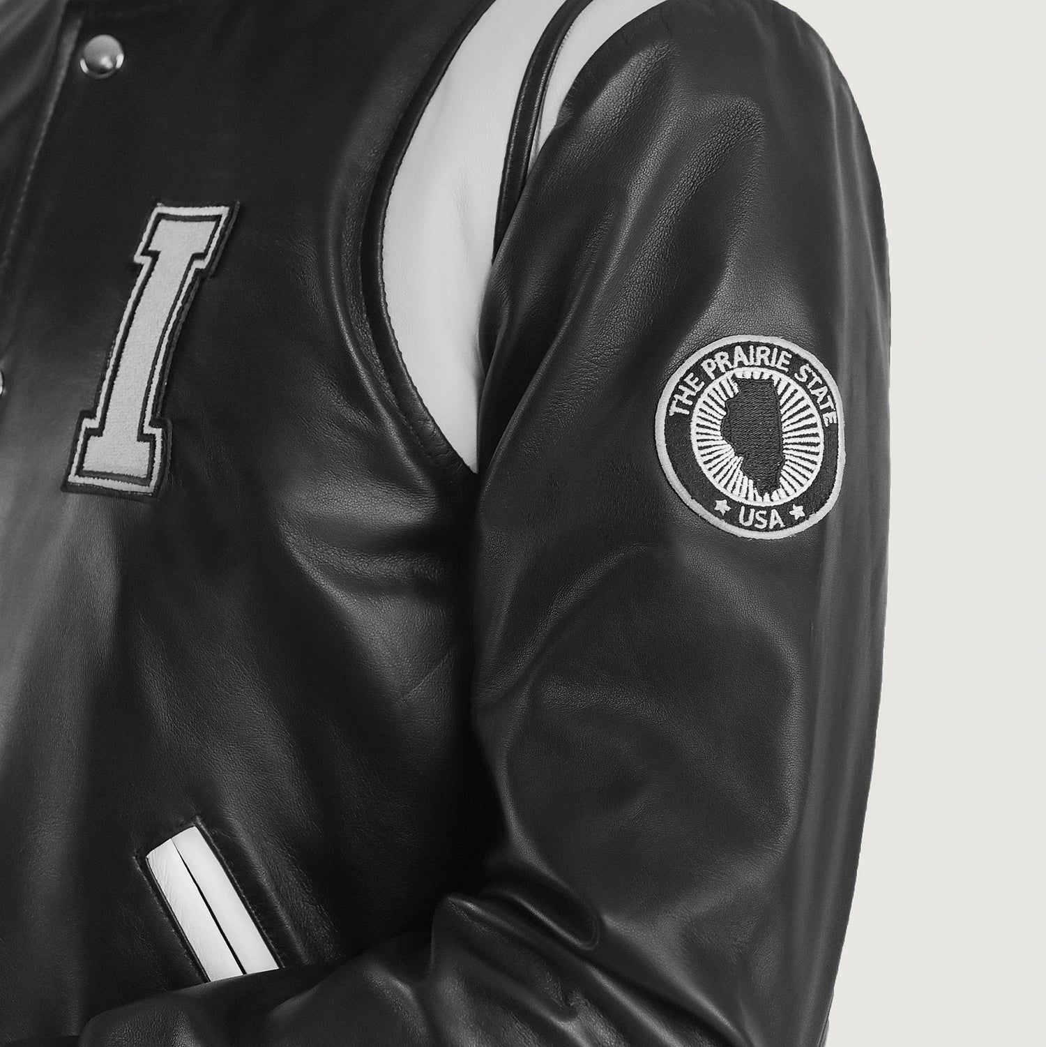 Liberte Illinois Black Leather Varsity Jacket - Rare Leather