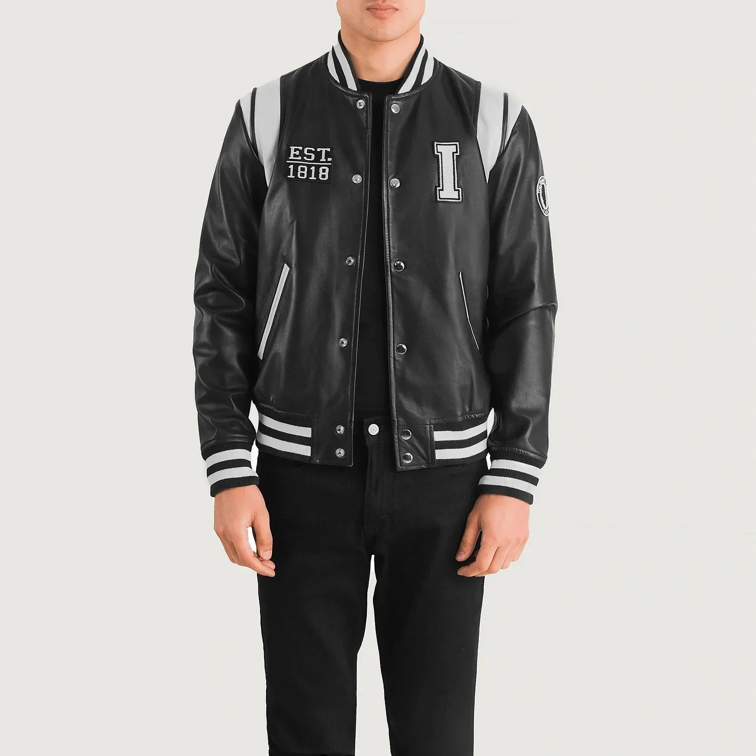 Liberte Illinois Black Leather Varsity Jacket - Rare Leather