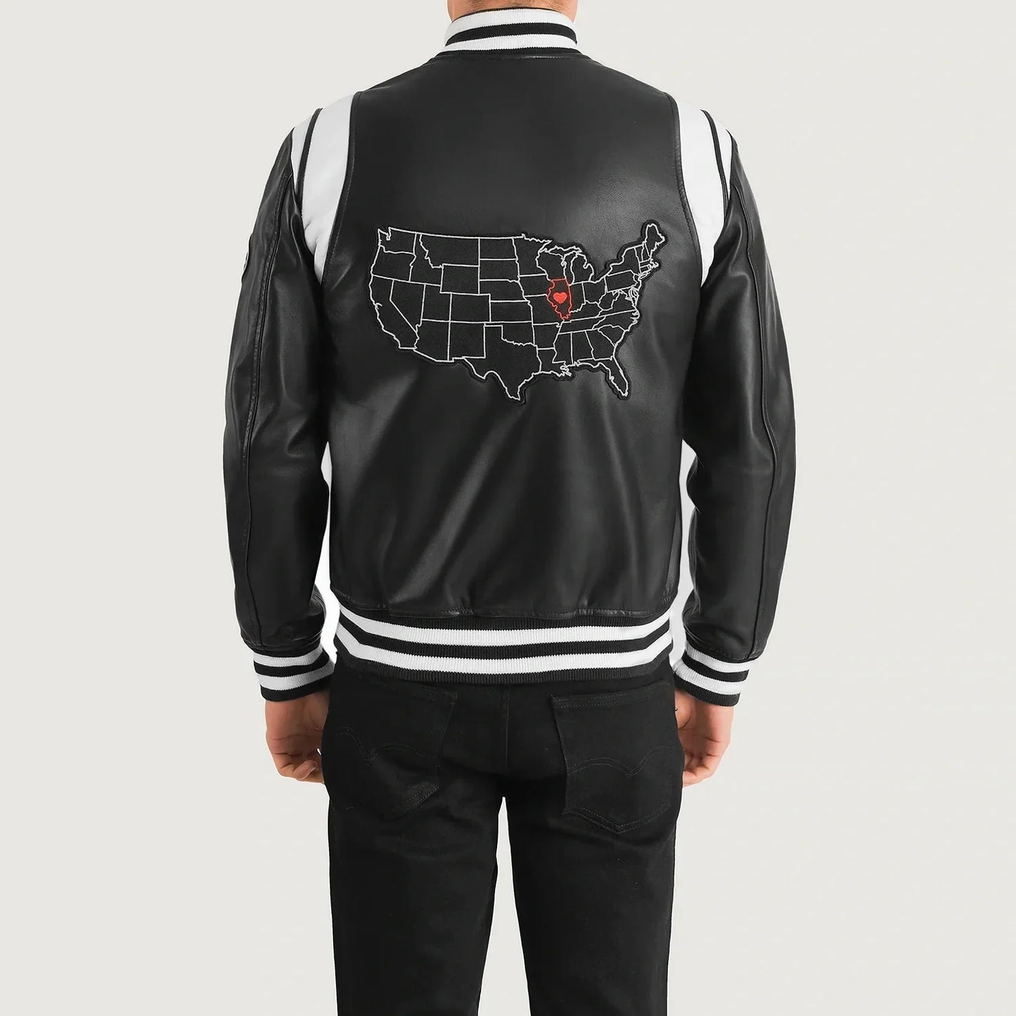 Liberte Illinois Black Leather Varsity Jacket - Rare Leather