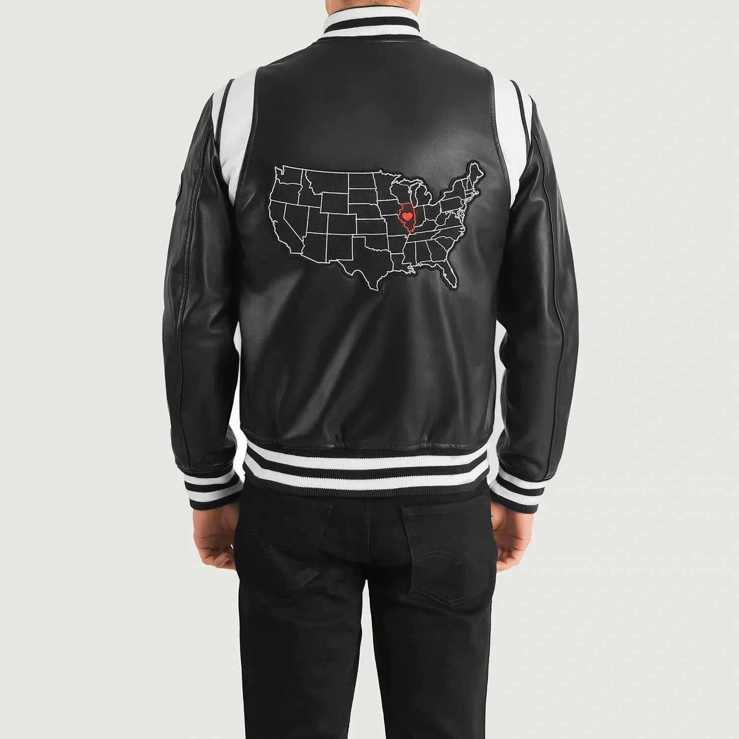 Liberte Illinois Black Leather Varsity Jacket - Rare Leather