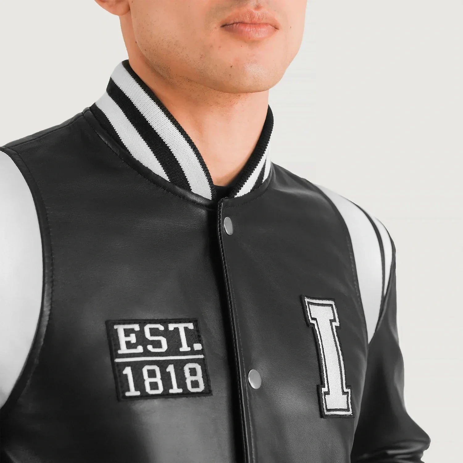 Liberte Illinois Black Leather Varsity Jacket - Rare Leather